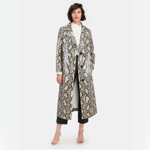 NWOT Apparis faux snakeskin vegan leather trench coat jacket small